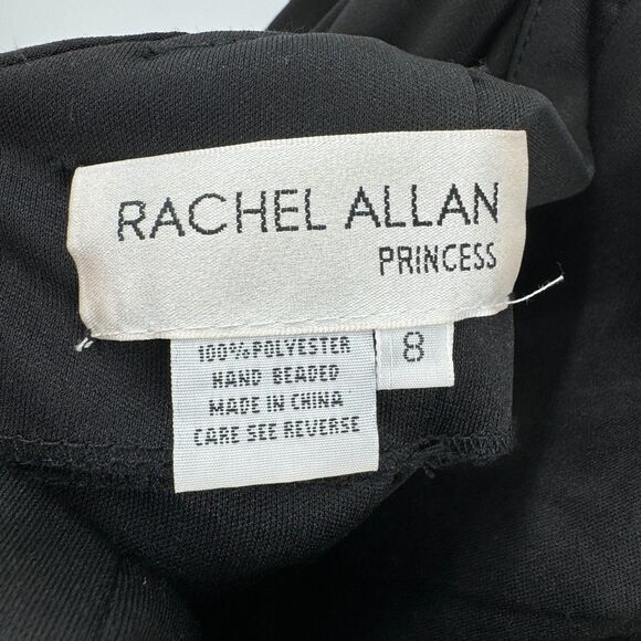 RACHEL ALLAN Black Beaded Choker Halter Top Backless Princess 2090 Prom Dress 8 - Picture 9 of 9